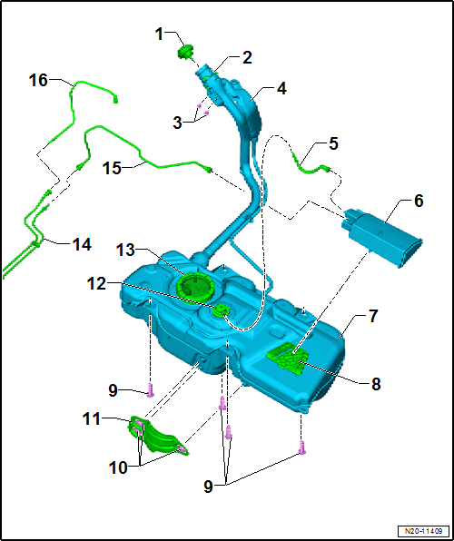 VW UP. Kraftstoffversorgung - Benzinmotoren