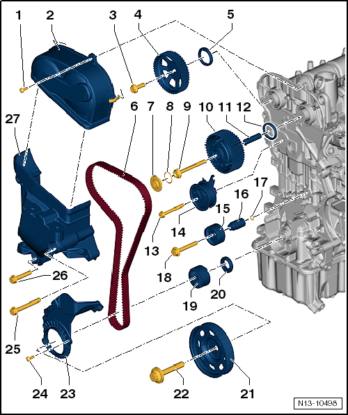 VW UP. 3-Zyl. Einspritzmotor, Zahnriemenantrieb (4-Ventiler)