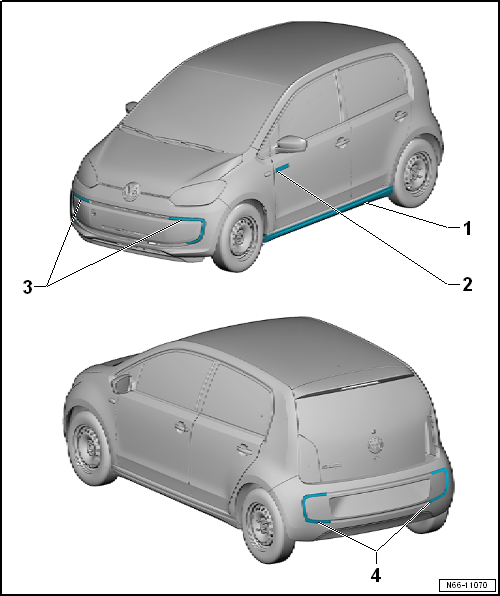 VW UP. Karosserie-Montagearbeiten Außen