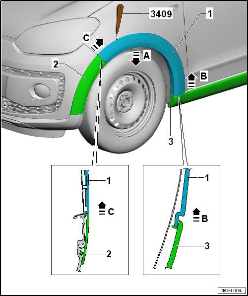 VW UP. Karosserie-Montagearbeiten Außen
