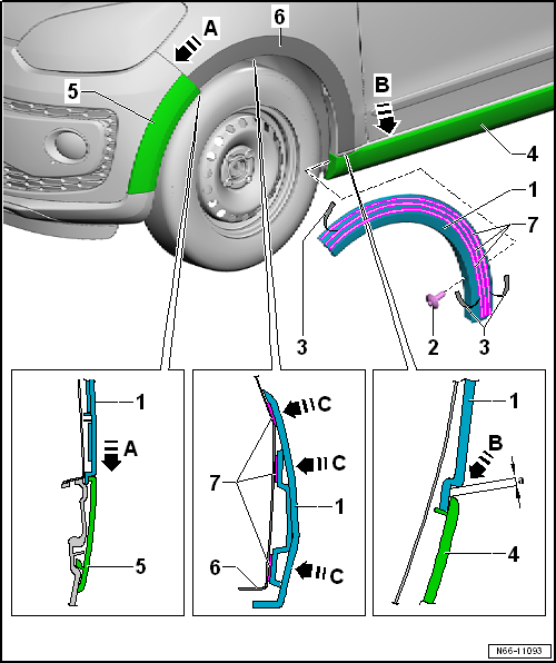 VW UP. Karosserie-Montagearbeiten Außen